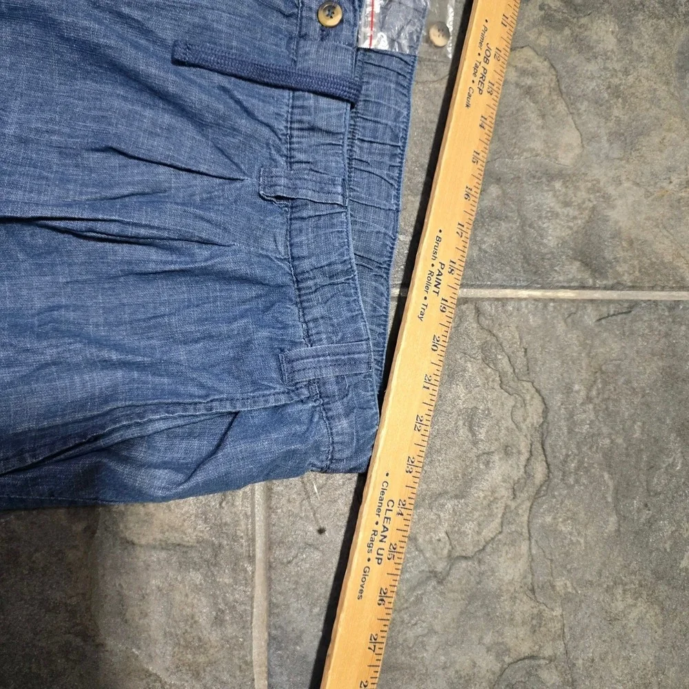 KingSize Chambray Pants Mens 3XL  38 Big Blue Cotton Elastic Waist Pleated
